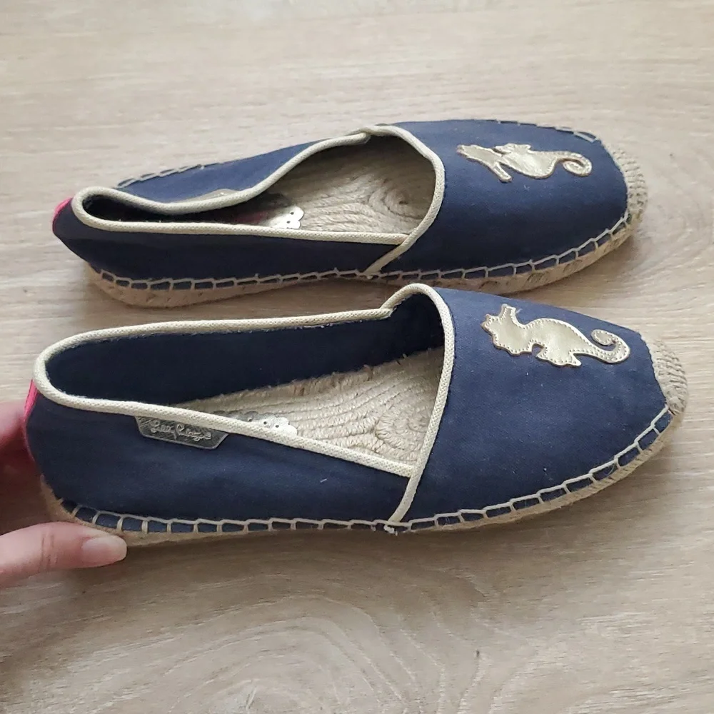 Lilly Pulitzer Metallic Seahorse Espadrille Shoes Sz9